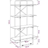 vidaXL Boekenplank 4-laags 80 x 35 x 140 cm PB Zwart eiken
