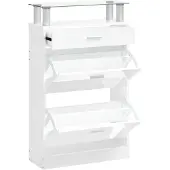 vidaXL Schoenenkast 63x24x104 cm bewerkt hout hoogglans wit