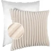 ANRO Sierkussen Ivoor 40x40 cm - Ribfluweel - Inclusief vulling