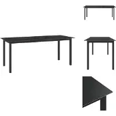 vidaXL Tuintafel zwart, 190x90x74 cm, aluminium en glas - Tuintafels
