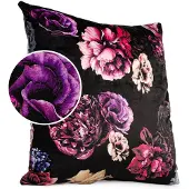 ANRO Sierkussen Pioenroos Zwart 40x40cm – Velours Microvezel Inclusief Vulling Bank Woonkamer
