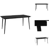 vidaXL Tuin-eettafel, zwart, 150x80x74 cm, staal en glas - Tuintafels