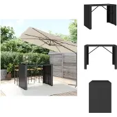 vidaXL Bartafel met glazen blad, zwart, 145x80x110 cm, polyrotan - Tuintafels