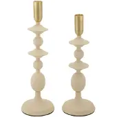 Mauro Ferretti Kandelaar Gemini Cream Set 2 Pcs Ø 10×29 cm