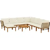 vidaXL 9 st Massief acaciahout & touw Naturel