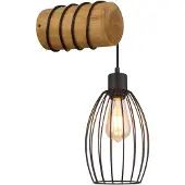 Globo Wandlampje Berti zwart met hout