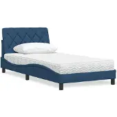 vidaXL Bed met matras stof blauw 100x200 cm