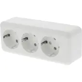 EXO Q-LINK - Wandcontactdoos - Opbouw - 3-voudig Stopcontact - Randaarde - Kinderbeveiliging - Polarwit