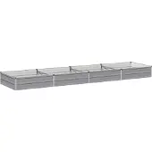 vidaXL Verhoogde Tuinbak Grijs 320 x 80 x 24 cm koudgewalst staal