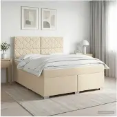 vidaXL Boxspringbed met matras Crèmekleurig 180 x 200 cm Stof