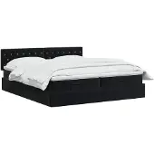 vidaXL Ottoman bed met matras met hoofdeinde 2 pcs Zwart Fluweel