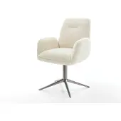 DELIFE Draaistoel Zoa-Flex teddy beige kruispoot grafiet 360° draaibaar rocker-functie pocketveer kern