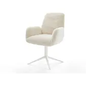 DELIFE Draaistoel Zoa-Flex pluchen crème-wit kruispoot wit 360° draaibaar rocker-functie pocketveer kern