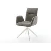 DELIFE Draaistoel Vinja-Flex bouclé zacht mud kruisframe breed wit 360° draaibaar rocker-functie
