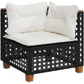 vidaXL 5-delige tuinmeubelset met kussens, zwart, polyrotan