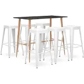 vidaXL 7-delige Barset zwart en wit