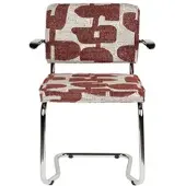 Zuiver Ridge Deco Symbols Kink Eetkamerstoel - Met Armleuningen - Rood