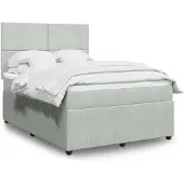 vidaXL Boxspring met matras fluweel lichtgrijs 140x190 cm
