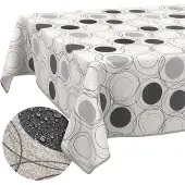 ANRO Tafelkleed Grijze cirkels Grijs 180x100cm Met sierband Afwasbaar Waterafstotend Binnen & Buiten