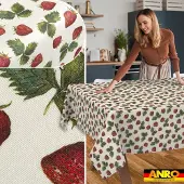 ANRO Tafelkleed Ornamentele bloemen Beige 280x140cm Rechte rand Afwasbaar Waterafstotend