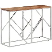 vidaXL Wandtafel roestvrij staal en massief acaciahout zilverkleurig