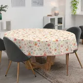 ANRO Tafelkleed Bloemen Meerkleurig Rond Ø100cm Met sierband Afwasbaar Waterafstotend