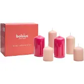 Bolsius stompkaars glanzend roze (set van 6)