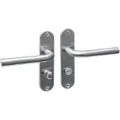 Intersteel Deurkruk Luzern basic op schild ovaal 185x41mm wc 63/8 RVS geborsteld