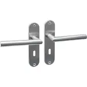 Intersteel Deurkruk Jura basic op schild ovaal 185x41mm sleutelgat 56mm RVS geborsteld