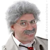Fries Opa pruik met snor | Professor pruik met snor