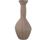 Ptmd Lydia Dark Brown Ceramic Swirl Ribbed Vase L
