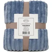Ceruzo Fleece Deken 150x200 cm – Denim Blauw –Zachte Plaid -Woondeken