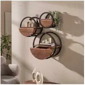 Meubelplaats Wandschap Circular 1L Ø40 - Massief acacia bruin