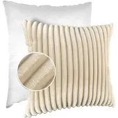 ANRO Sierkussen Crème 30x50 cm - Ribfluweel - Inclusief vulling