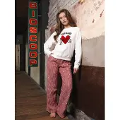 Rebelle Pyjama 'Endless Love' rood / offwhite