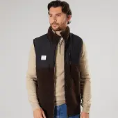 Resterods Heren Fleece Vest Met Rits En Panelen Bruin
