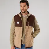 Resterods Heren Fleece Vest Met Rits En Panelen Sand