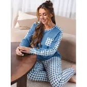 Pastunette Pyjama 'Blue Cottage' blauw / offwhite
