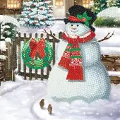 Crystal Art Diamond Painting Kerstkaart Smiling Snowman 18 x 18 cm