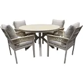 AVH-Collectie Samantha Saigon dining tuinset 120xH75 cm 5 delig latte keramiek