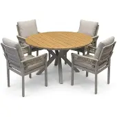 AVH-Collectie Quincy Saigon dining tuinset 120xH75 cm 5 delig latte polywood