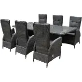 AVH-Collectie Menorca dining tuinset 220x100xH77 cm verstelbaar antraciet