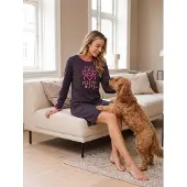Rebelle Nachthemd 'Furry Friend' donkergrijs