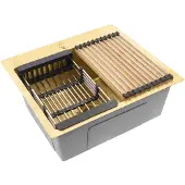 REA Stalen Spoelbak Met Accessoireset 3-delig Leo 50 Brush Gold Zwarte accessoires