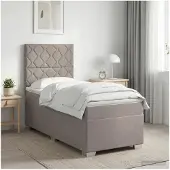 vidaXL Boxspringbed met matras met hoofdeinde Taupe 80 x 200 cm Stof