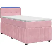vidaXL Boxspringbed met matras met hoofdeinde Roze 90 x 190 cm Fluweel