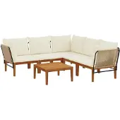 vidaXL 6 st Massief acaciahout & touw Naturel