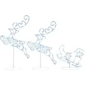 vidaXL Kerstdecoratie rendieren en slee 260x21x87 cm acryl koudwit
