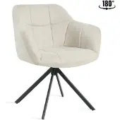 Nest of Nora Draaibare eetkamerstoel Lune - Linnen bekleding - Beige