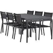 Ebuy24 Borneo tuinmeubelset tafel 100x200cm zwart 6 stoelen zwart.